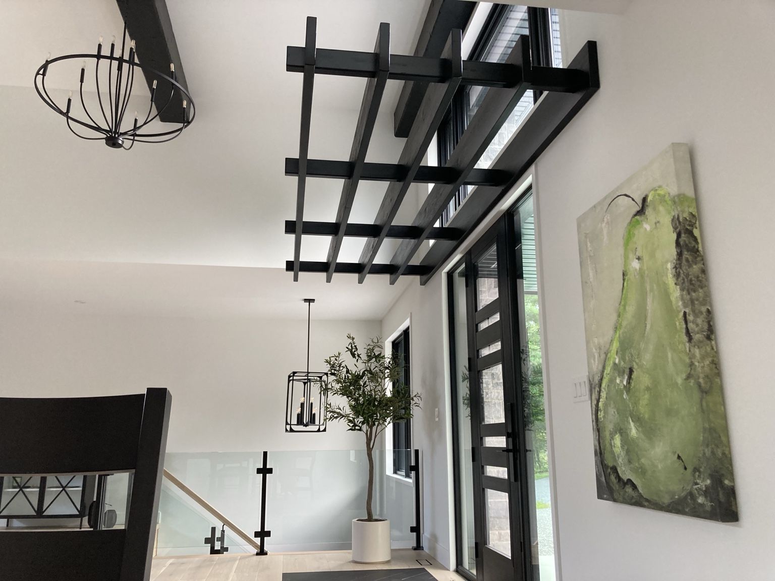 Black overhead architectural millwork